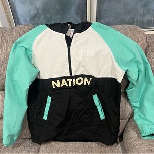 Parish Nation PN Teal/White/Black Half Zip Up Windbreaker Women’s Size L